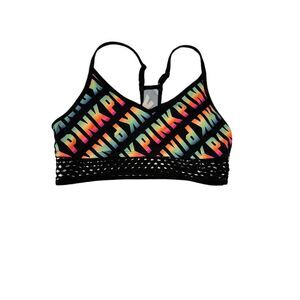 Victoria's Secret PINK Ultimate Rainbow Logo Sports Bra Workout Top‎